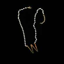 1pc Fashionable Retro Large Letter & Faux Pearl Decor Women Necklace - White - View 8