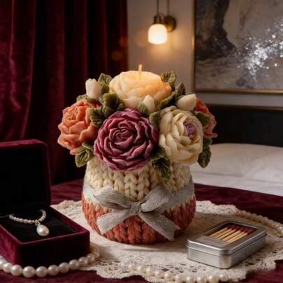 Romantic Floral Candle Silicone Mold - Elegant Blossom Candle Holder Mold For Resin Art, Epoxy, Candle & Soap Making - DIY Valentine's Day, Mother's Day Gifts, Home Decor For Beginners & Craft Lovers -1pc