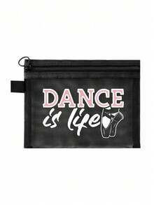 舞蹈主题网眼化妆包，便携式收纳袋，印有“Dance”字样和创意舞者图案，可用作化妆包、护肤包、旅行必备品、宿舍用品、送给女性、舞者、新娘、母亲、生日礼物、舞蹈老师、女孩的礼物、浴室收纳包、唇彩和化妆品收纳包、圣诞节、复活节礼物 - 彩色 - 查看 19