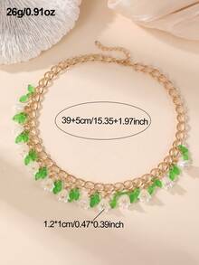 NAIZHU 2 pièces/set Collier et bracelet en bijoux de style bohème doux au muguet, cadeau pour les filles - Multicolore - Voir 7