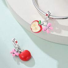 1 Piece Silver Plated Fruit Treats Series-Small Green Pear Raspberry Lemon Cool Encounter Apple Candy Heart Cat Popsicle Starlight Cone Cat Melon Eater Pendant Fruit Platter Sweet Cherry Beads Suitable For Original Serpent Bracelet Necklace Bracelet Beads DIY Jewelry Making Luxury Girlfriend Gift - Multicolor - View 7