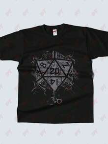 D20 T-Shirt 20 Sided Die Tabletop Rpg Gamer Casual Convention - Black - View 2