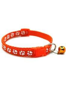 Collar ajustable de nailon con estampado de pata para mascotas, adecuado para perros pequeños/medianos/grandes, correa para el cuello de mascota de estilo aleatorio - Rojo - Ver 15
