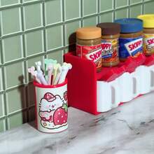 1/12 Scale Miniature Chopsticks & Chopstick Holder Set, Realistic Mini Chopstick Model, Dollhouse Kitchen Decor, Showcase Fascinating Micro World, Vivid Small World, Photography Prop (Note: Chopstick Holder Sticker And Chopstick Color Are Randomly Configured) - Multicolor - View 2