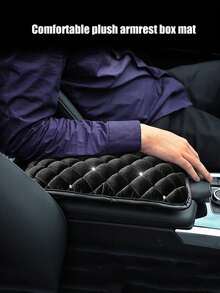 1pc Car Center Console Armrest Pad, Universal Interior Armrest Protection Mat With Rhinestone Bubble Armrest Cover - A - View 1