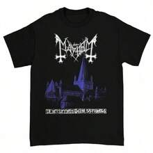 Mayhem Norwegian Band Black Metal Rock Dark Wind Red American Retro Punk Street Mens And Womens Crewneck T-Shirts - 黑色 - 查看 1