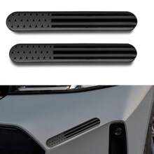 2PCS USA American Metal Flag Auto Fenders Emblem Sticker - 6"X 1" Adhesive Sport Badge 3D Embossed US Flag Car Decal Sticker - Patriotic Car Badge Decal Bumper Sticker For Auto SUV Window Black - 黑色 - 查看 1