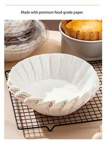 50张展开式烘焙纸垫，4/6/8英寸不粘硅胶涂层纸，适用于蛋糕模具、烤盘、烤箱、空气炸锅、厨房烘焙、烧烤、露营、派对、返校季等场合。 - 白色 - 查看 8