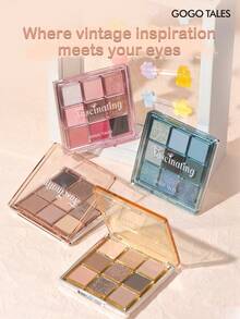 GOGO TALES Palet Eyeshadow Glazed 9 Warna, Termasuk Warna Biru, Warna Tanah, Cokelat Pink, dan Warna Smoky, Hasil Akhir Matte dan Berpigmen Tinggi, Highlighter dan Contour All-In-One, Cocok untuk Generasi Z GOGOTALES - Teh Abu-abu G04 - View 10