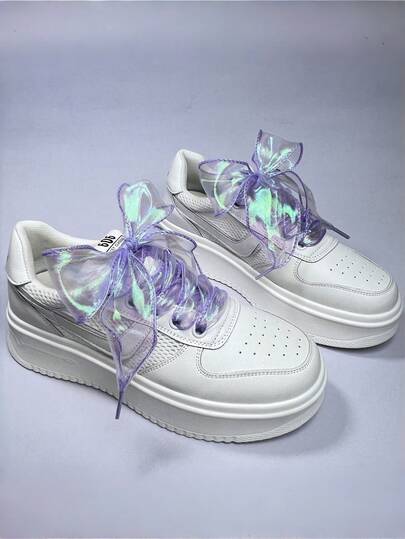 1 par de cordones de zapato con diseño de cola de sirena con degradado láser de color, con diseño holográfico brillante y reflectante, cordones de zapato inspirados en sirenas de moda y lindos, perfectos para zapatillas, zapatos de lona, zapatos casuales y calzado deportivo, accesorios de zapatos con estética Y2K para mujeres y niñas, ideales para atuendos diarios, fiestas, regalos y estilo cosplay