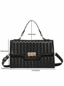 2026 新款春季百搭时尚编织纹理斜挎包，别致轻便奢华小方包 - 黑色 - 查看 2