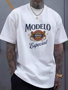 Camiseta Modelo Especial con Logo de Cerveza para Hombre y Unisex - Camiseta Negra de Manga Corta con el Icónico Logo de la Marca, Camisa Ligera e Informal Adecuada para Fiestas, Ropa Casual y Eventos de Cerveza - Blanco - Ver 1