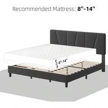 Dragonpad Upholstered Bed Frame With Adjustable Headboard, Twin/King/Full/Queen Size Linen Fabric Upholstered Platform Bedframe With Strong Wooden Slats, Mattress Foundation, No Box Spring Needed, Easy Assembly - Gray-Twin Size - 查看 6