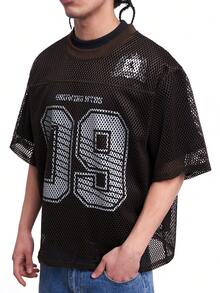 Áo thun thể thao Mỹ MT99 lưới rỗng tối giản in họa tiết, bộ sưu tập Cool Wear. - Cà phê nâu - Xem 4
