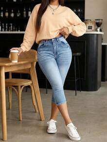 Pantalones Vaqueros de Cintura Media, Elásticos y Ajustados para Mujer, Estilo Clean Fit - Lavado ligero - Ver 3