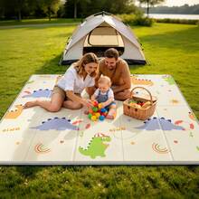 Foldable Baby Play Mat For Floor, PIGLOG 79x71 Extra Large Crawiling Play Mat For Babies, Waterproof & Portable Tummy Time And Foam Playmat For Infants, Toddlers - 恐龍樂園 - 查看 9