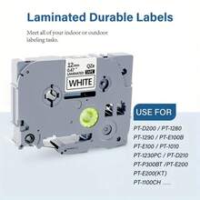 3 Rolls Of 12mm Wide White Label Tape Compatible With Brother Label Makers, Suitable For Models PTD210, PTD220, PT2040, PTD400, PTD600, PTD610BT, Black Text On White Background - 3 Pack - View 7