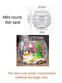 Round Transparent Fish Bowl, Shatterproof Small Desktop Hydroponic Goldfish Tank, Small Landscape Goldfish Bowl, Suitable For Office And Living Room, Home Transparent Creative Shatterproof Aquarium - Clear - View 15