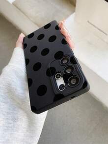 1pc Fashionable Minimalist Black Polka Dot Painted Pattern, Black Matte TPU Material Pupil Eye Shockproof Phone Case, Suitable As Gift For Boyfriend/Girlfriend, Compatible With Samsung, And Other Android Phones - Multicolor - View 7