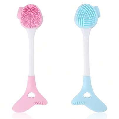 Silicone Facial Cleansing Brush, Double-Headed Face Exfoliating Scrubber, Pore Cleansing Brush, Lip Exfoliating Massager, Makeup Remover & Skincare