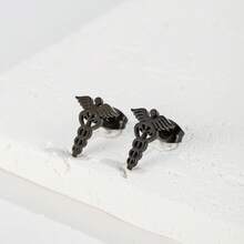 1 Đôi bông tai đinh tán hình rắn bằng thép không gỉ có logo y tế, trang sức thời trang dành cho nữ, quà tặng bảo vệ. - GED740 - Xem 4