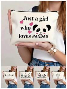 熊猫印花化妆包，熊猫主题旅行化妆品收纳包，化妆包，送给熊猫爱好者、动物爱好者的礼物，圣诞节、毕业典礼、生日、送给熊猫爱好者朋友、女儿、姐妹的礼物 - 多色 - 查看 1