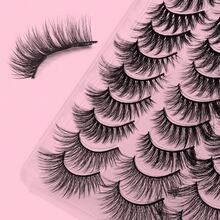 20 Pairs Cat Eye/Cartoon Style Natural Look False Eyelashes, Fluffy Faux Mink Eyelash Strips, 5-18mm - Black - View 5