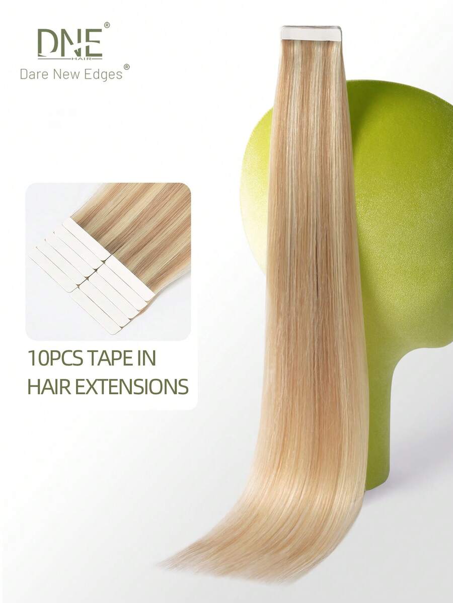 DNE HAIR 10件組 100% 真人髮 無縫隱形接髮片 #P18/22 髒金色挑染直髮 14-22英吋 絲滑順暢 髮尾豐厚 適合細髮 日常使用與美髮沙龍適用 - SP18/22 - 查看 1
