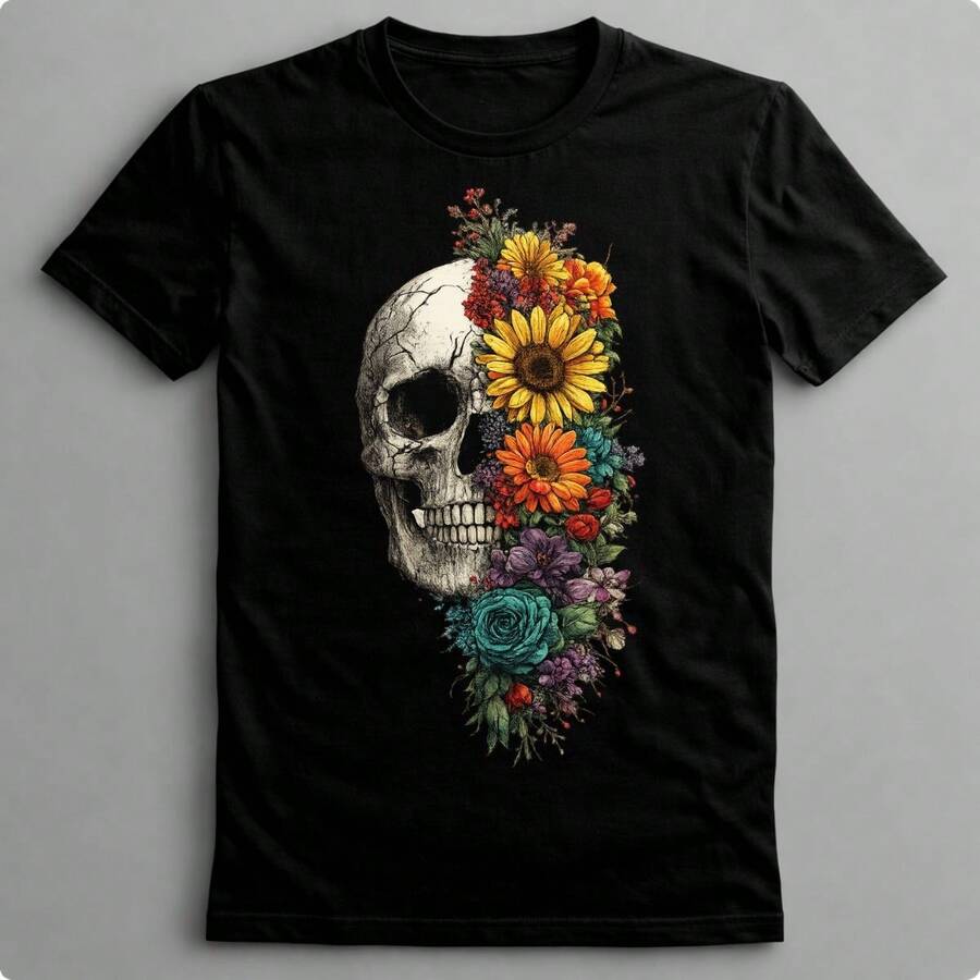 Suffix Skull T-Shirt Premium Shirt 100% Cotton Promotional Price Men's Women's Casual T-Shirt Streetwear - 最黑暗的 25 - 查看 1