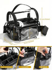 Salon Beauty Makeup Tool Bag, Transparent Waterproof Travel Organizer Pouch, Fashion PVC Cosmetic Bag For Women - Black and White - View 2
