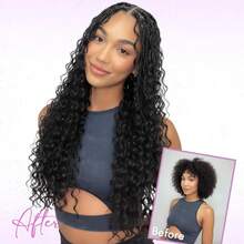 3盒共42条波西米亚女神编织钩针辫 - 非洲卷曲/波浪形合成发辫，预弯发尾，自然蓬松卷曲，适合万圣节和圣诞节派对造型 - 易于造型和打理，节日发型，波西米亚风格，易于护理 - 彩色 - 查看 9