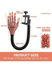 Adjustable Rotating Acrylic Nail Practice Hand, Professional Manicure Training Model Hand With 100pcs Nail Stickers. Upgraded DIY Nail Art Display Tool, Perfect Gift For Family And Friends On Holidays Or Christmas - Multicolor - View 8