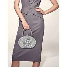 Clutch Purses For Women Formal Rhinestone Evening Bag Sparkly Handbags Wedding Party Cocktail Prom - Embrague plateado - Ver 4