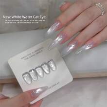 MIANEL 10ml 冬季畅销款电光猫眼甲油胶 2026 新款闪粉瓷白色玻璃珠猫眼指甲油 白色美甲 情人节美甲 新年美甲 - 彩色 - 查看 9