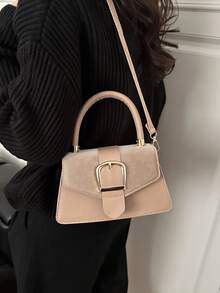 New Fashionable Minimalist Korean Style Contrast Color Casual Shoulder Crossbody Bag - Khaki - View 3