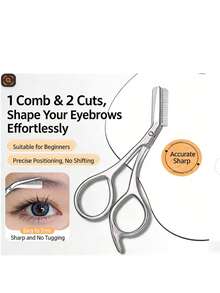 Tijeras de cejas portátiles de acero inoxidable, peine y cortador de cejas, cuchillo de recorte de cejas antiarañazos, herramienta multifuncional de aseo para peinar y recortar las cejas y la barba, una herramienta de cuidado de la belleza para recortar las cejas y el vello facial - Recortadores de cejas - Ver 10