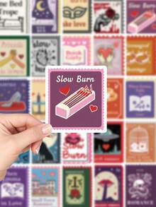 50pcs Book Trope Stamp Sticker Aesthetic Cool Decal For Phone Case Laptop Luggage Computer Fridge Closet Wallet Guitar Skateboard Magazine DIY Decal Sticker PVC HD Printing - 1 Set - View 3