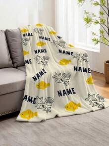 1 chiếc chăn cá nhân hóa chủ đề đại dương, có thể tùy chỉnh với tên, biệt danh, số may mắn, với họa tiết cá vàng, sao biển, vỏ sò, phong cách sống động và đáng yêu - Gối trang trí cá nhân hóa mềm mại, ấm áp và dễ chịu, thích hợp cho gia đình, văn phòng hoặc cắm trại - Một ý tưởng quà tặng tuyệt vời cho bạn bè và gia đình - Nhiều màu - Xem 12