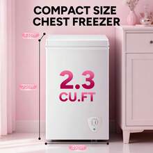 WANAI 2.3 CU.FT. Chest Freezer Small Freezer, Deep Freezers Compact Free-Standing Top Door Adjustable 7 Thermostat And Removable Basket Open Deep Freezer Apartment Kitchen, White - US B Type Plug(110-127V) - View 4