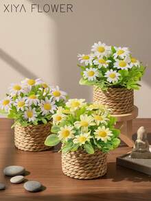 1/2/3 chậu cây giả hình hoa cúc La Mã bằng mây, cỏ giả, cỏ biển, 3 loại cây giả hình dạng khác nhau, trang trí nhà cửa, vật trang trí sân vườn, cây xanh, quà tặng ngày Valentine, trang trí lễ Phục Sinh, trang trí bàn làm việc, mùa cưới, điểm nhấn nhà cửa. - Nhiều màu-F - Xem 12