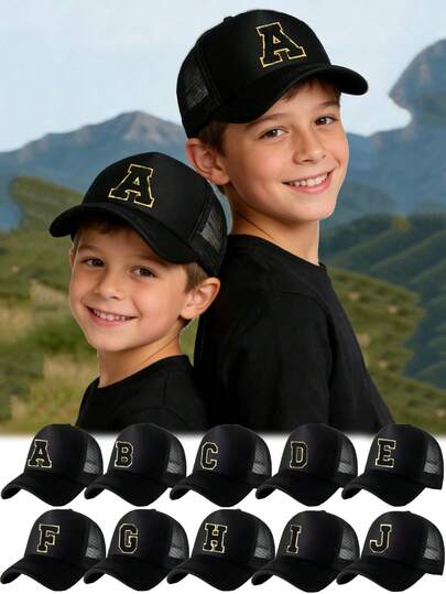 1pc Children's 26 Letter Truck Driver Cap, Fashionable Casual Hat, Suitable For Girls Back To School Daily Wear