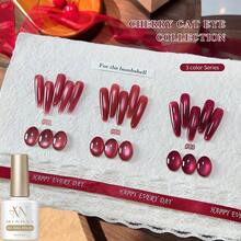 MIANEL 10ml 樱桃红玻璃珠猫眼凝胶指甲油 2026 冬季畅销款 红色闪粉酒红色水钻凝胶指甲油 UV 美甲 蓝色美甲 情人节美甲礼物 - 彩色 - 查看 10