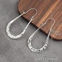 1 Pair Minimalist Retro Silver Hoop Earrings, Versatile Jewelry Accessory For Daily Wear And Parties, Imitation Jewelry Accessory - Antique Silver - View 8