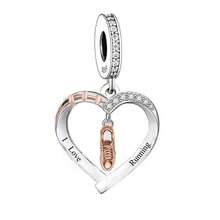 1 Exquisite 925 Sterling Silver Heart-Shaped Running Pendant Bead DIY Souvenir For Both Men And Women's Birthdays - Silver - View 1