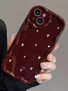 Funda suave con textura de crema y diseño de corazón compatible con iPhone 17/17 Pro Max/ 16/16 Pro/16 Pro Max/ 15/XR/7P 8P/P12 Pro Max/P13 Pro Max/P14 Pro Max/P13/P14/P11/P12/P14, funda de teléfono protectora gruesa y bonita de moda - Multicolor - Ver 5