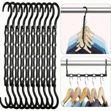 5 Packs Sturdy Plastic Magic Hanger Set, Multi-Functional Foldable, Space-Saving Categorized Hanging, Dorm Small Apartment Closet Organizer - Black 5PCS - View 1