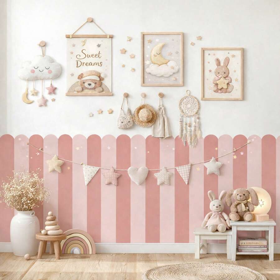 Multi-Color Vertical Striped Curved Wallpaper, Suitable For Children's Room, Living Room And Other Home Decor, Waterproof Self-Adhesive, Can Be Directly Pasted