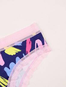 Dircho 1pc Sexy Women Contrast Lace Hipster Panties, Comfy & Cute Low Waist Lace Trim Panties, Allover Print Patterns, Women's Lingerie & Underwear - Multicolor - View 9