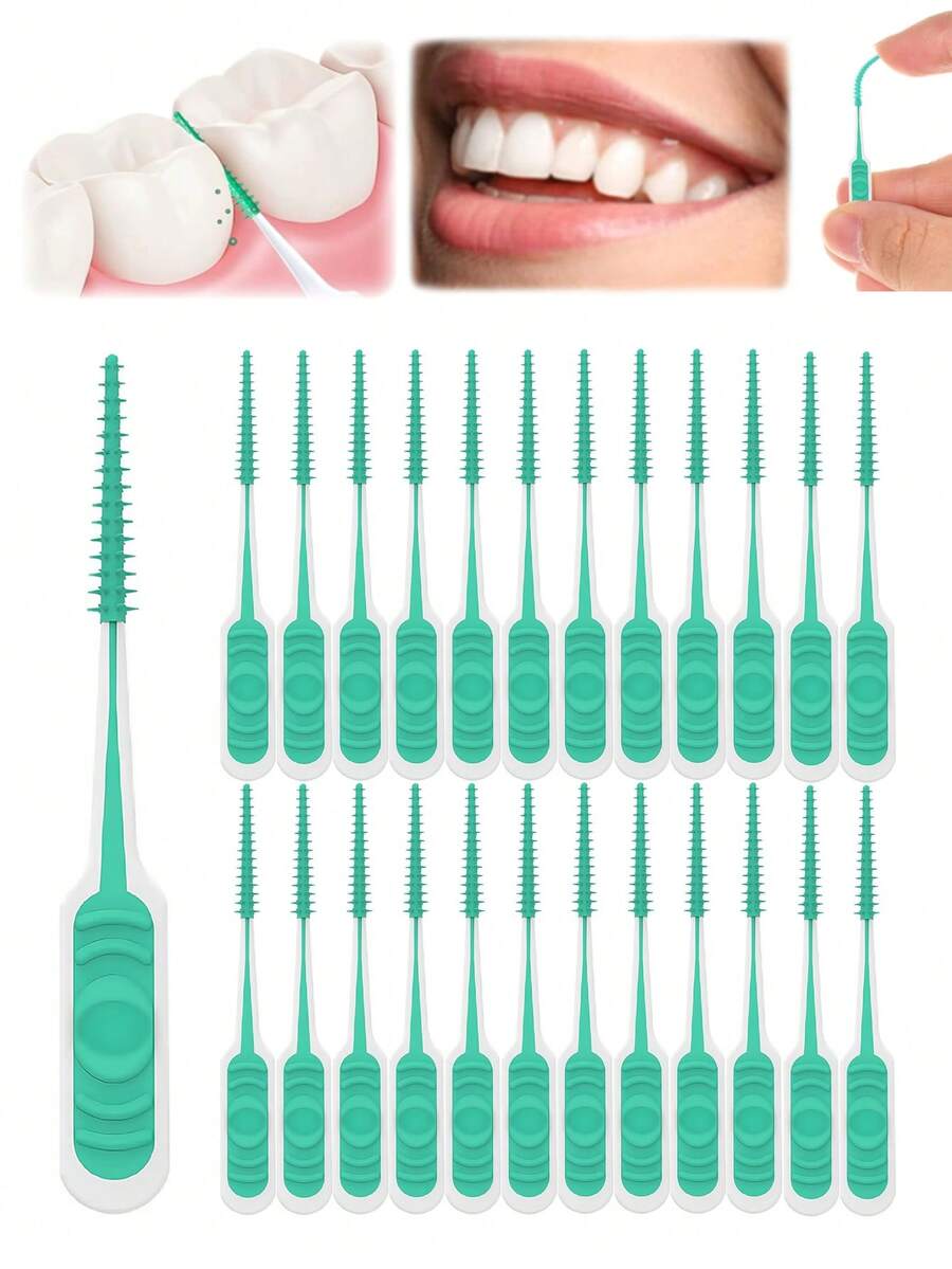 40/20/5PCS 软橡胶牙间刷 - 直型牙间刷 - 正畸牙间刷 - 一次性牙间清洁棒 - 操作简单 - 外出携带方便。 - 彩色 - 查看 1