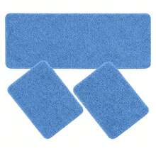 Set Of 3 Non-Slip Kitchen Mats, Low Pile, Washable - Baby Blue - View 3